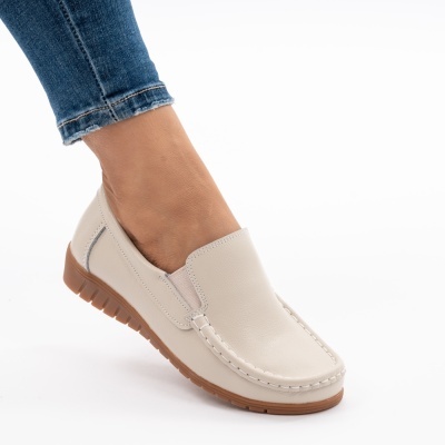Pantofi Casual Piele Naturala Bej 1123
