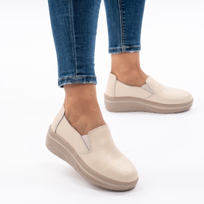 Pantofi Casual Piele Naturala Bej 1160