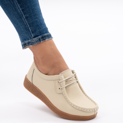 Pantofi Casual Piele Naturala Bej 212