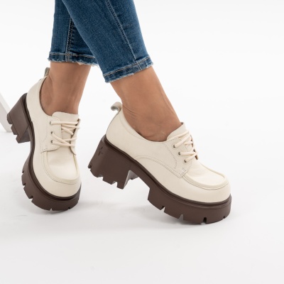 Pantofi Casual Piele Naturala Bej  AN50318