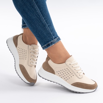 Pantofi Casual Piele Naturala Bej AN521