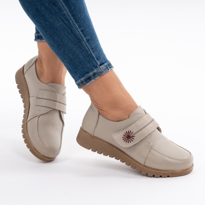 Pantofi Casual Piele Naturala Bej AN551