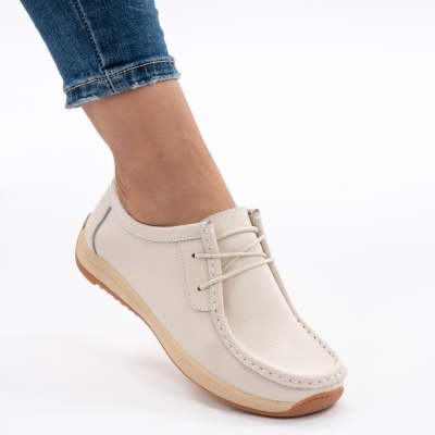 Pantofi Casual Piele Naturala Bej AN8517-5