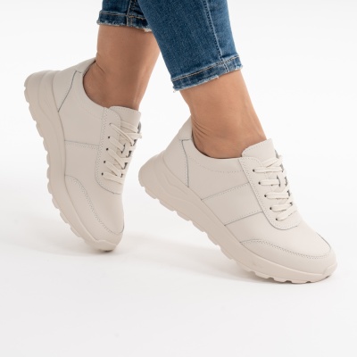 Pantofi Casual Piele Naturala Bej F001-972