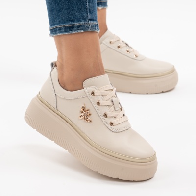 Pantofi Casual Piele Naturala Bej F002-353