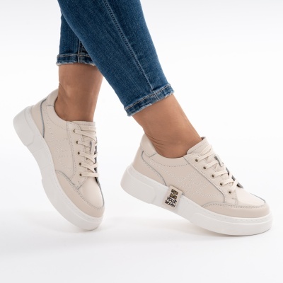 Pantofi Casual Piele Naturala Bej JY6821