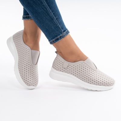 Pantofi Casual Piele Naturala Gri MM260