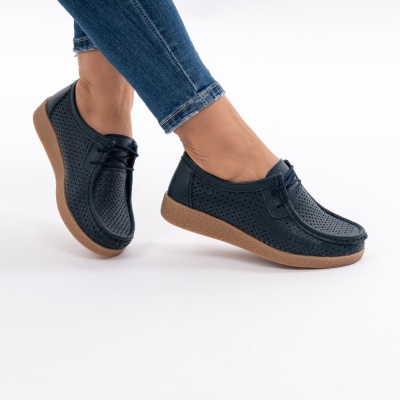 Pantofi Casual Piele Naturala Bleumarin 55-255