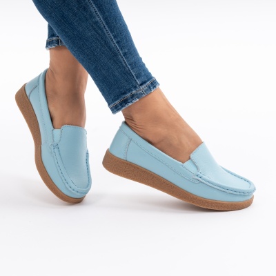 Pantofi Casual Piele Naturala Blue 1121-2