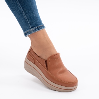 Pantofi Casual Piele Naturala Camel 1152