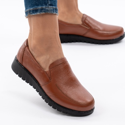 Pantofi Casual Piele Naturala Camel AN558
