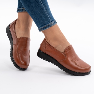 Pantofi Casual Piele Naturala Camel AN559