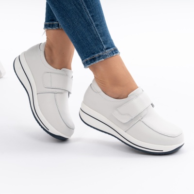 Pantofi Casual Piele Naturala F002-56 Alb