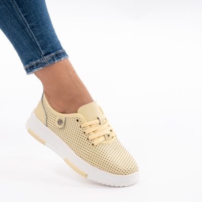 Pantofi Casual Piele Naturala Galben AN2308