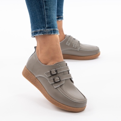 Pantofi Casual Piele Naturala Gri 8512