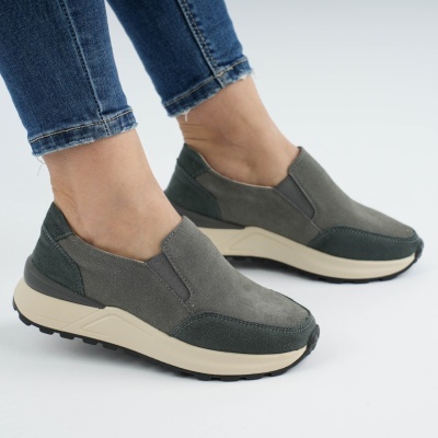 Pantofi Casual Piele Naturala Gri AN379