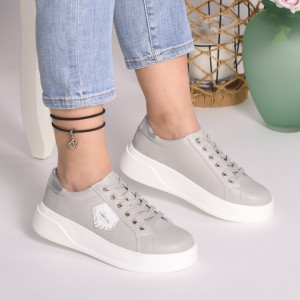 Pantofi Casual Piele Naturala Gri T5120