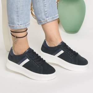 Pantofi Casual Piele Naturala Intoarsa Albastru F001-729