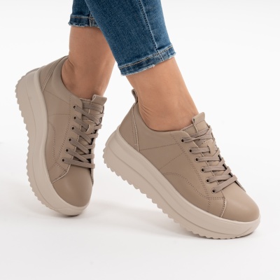 Pantofi Casual Piele Naturala Kahki F001-750
