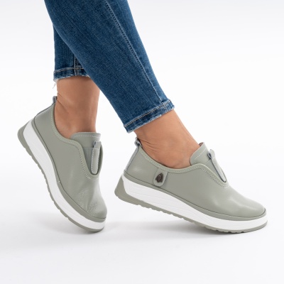 Pantofi Casual Piele Naturala Kaki Jy5671