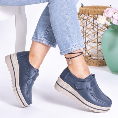 Pantofi Casual Piele Naturala MM218 Albastru