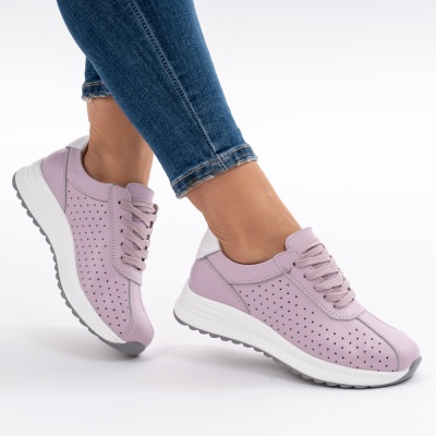 Pantofi Casual Piele Naturala Mov 523
