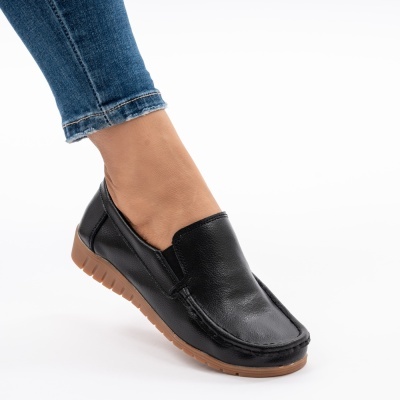 Pantofi Casual Piele Naturala Negri 1123