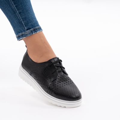 Pantofi Casual Piele Naturala Negri 1235