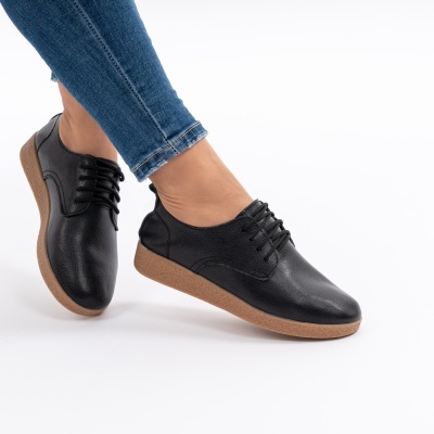 Pantofi Casual Piele Naturala Negri AN1121-5