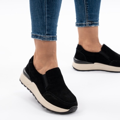 Pantofi Casual Piele Naturala Negri AN379