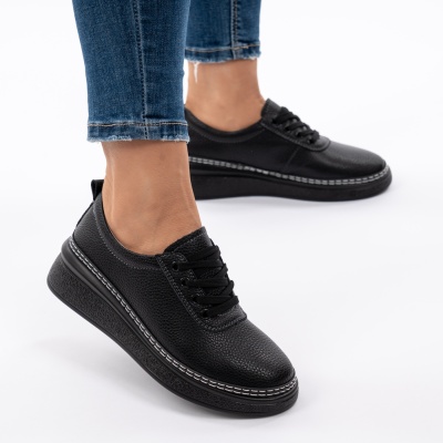Pantofi Casual Piele Naturala Negri 6700