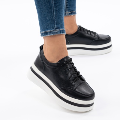 Pantofi Casual Piele Naturala Negru 9881