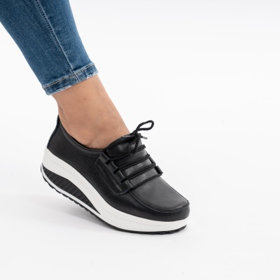 Pantofi Casual Piele Naturala Negru&Alb 2075