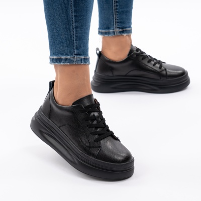 Pantofi Casual Piele Naturala Negru AW-2023-26