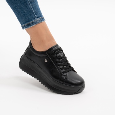 Pantofi Casual Piele Naturala Negru F001-775
