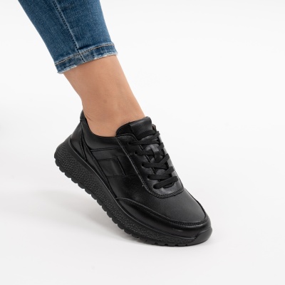 Pantofi Casual Piele Naturala Negru F001-973