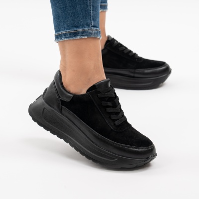 Pantofi Casual Piele Naturala Negru F001-975