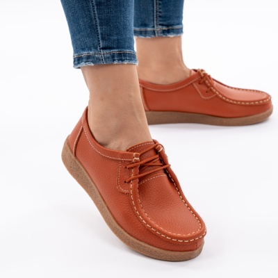 Pantofi Casual Piele Naturala Orange WK 212