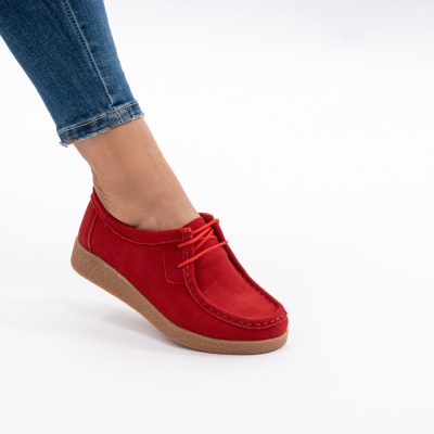 Pantofi Casual Piele Naturala Rosu 8517-1