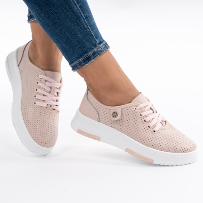 Pantofi Casual Piele Naturala Roz AN2308