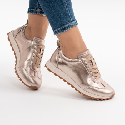 Pantofi Casual Piele Naturala Roz  F002-642