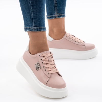 Pantofi Casual Piele Naturala Roz T-8808