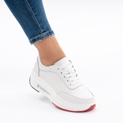 Pantofi Casual Piele Naturala T-7100 Alb
