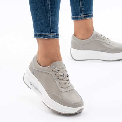 Pantofi Casual Piele Naturala T-7100 Gri