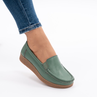 Pantofi Casual Piele Naturala Verde 1121-2