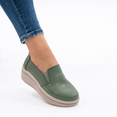 Pantofi Casual Piele Naturala Verde 1160