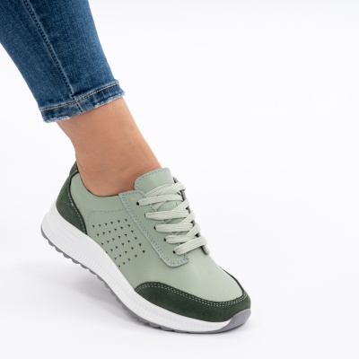 Pantofi Casual Piele Naturala Verde AN521