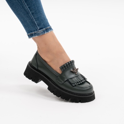 Pantofi Casual Piele Naturala Verde AN632