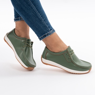 Pantofi Casual Piele Naturala Verde AN8517-5