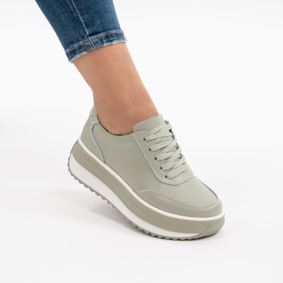 Pantofi Casual Piele Naturala Verde T6052